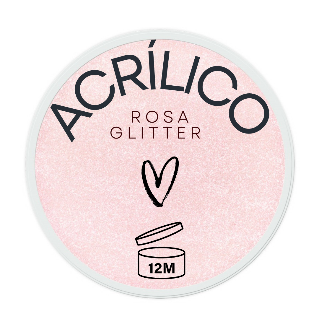 Pó Acrílico Algodão Doce - Rosa Glitter